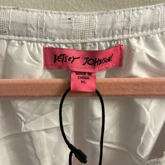 NWT BETSEY JOHNSON Midi Dress Tiered Ruffle Puffed Short Sleeve Cottagecore XL - Picture 2 of 6